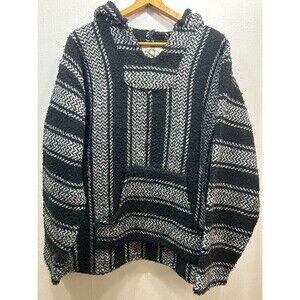 Wild Bills Baja Drug Rug Hoodie L Mexican Baja Pullover Sweatshirt Hippie Surfer